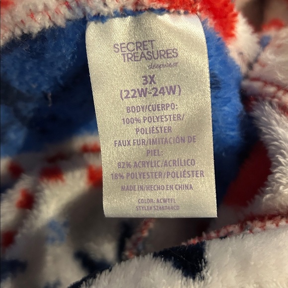 Secret Treasures Red Blue Plush Hoodie Union Suit Jump suit one piece pajama - Picture 3 of 7